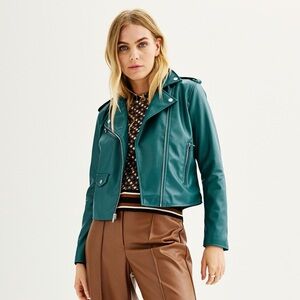 Women's Nine West Faux-Leather Moto Jacket Medium
